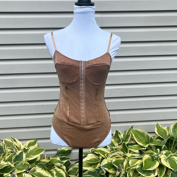 NWT Free People Intimately Bronze Shimmer Night Rhythm Bodysuit - Picture 9 of 13